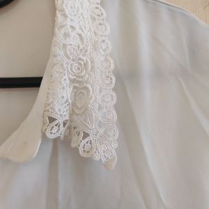 Lace Colar White Tops