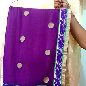 Purple Coloured Bordered Saree