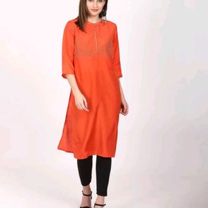 Aurelia Embellished Cotton Blend Straight Kurta