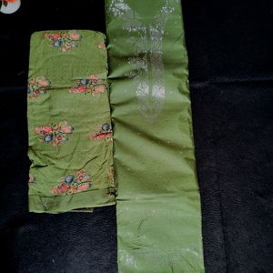 Cotton Semi-stitched Suit Printed Bottom N Dupatta