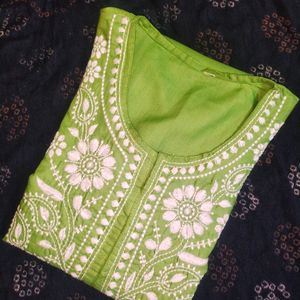 GREEN CHICKENKARI KURTA