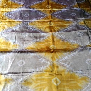 Yellow Grey Silk Saree