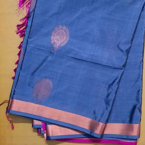 New Grey And Pink Soft Silk Saree