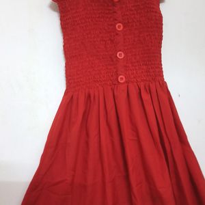 Red Dress With Shirt Like Overcoat