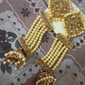 Gold-Tone and Pearl-Strand Chandelier Earrings