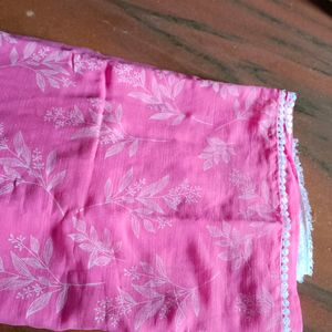 New Pink Saree Never Used With Blouse Fabric