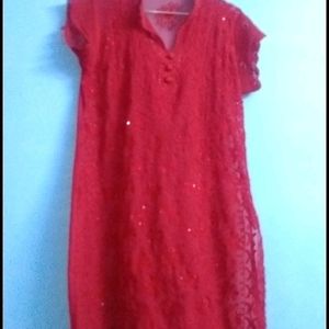 Chikankari Red Kurta