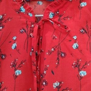 Allen Solly Floral Ruffled Red Top