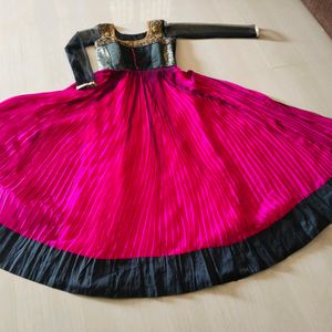 Pink And Black Chiffon Gown