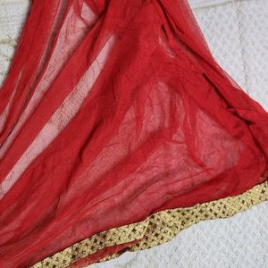 Red And Cream Colur Anarkali Gown