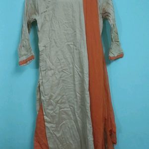 Beige Orange Salwar Kameez Set