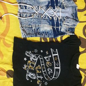 Beautiful 2 Piece Set Of Denim Jacket And T Shirt