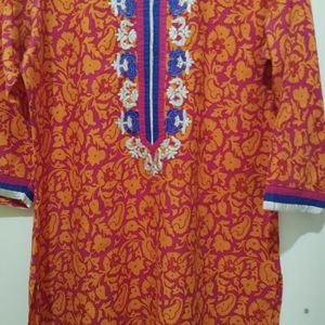 Shree Pink Orange  Kurta And Multicolor Kurt