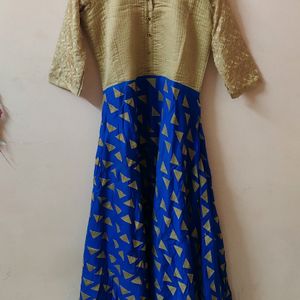 Senorita Golden Blue Double Flared Gown