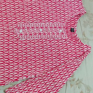 Chikankari Kurta Red And White (New)