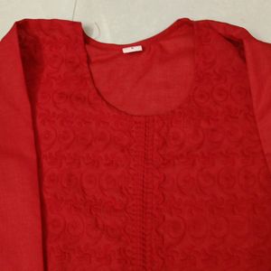 Kurta Red Lucknowi