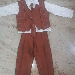 Brown 3 Piece Coat Tie  Set