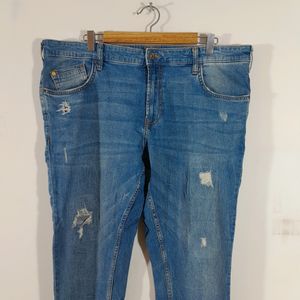 Mid Blue Ripped Jeans (Men's)