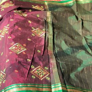 Magenta Cotton Silk Saree (Women)