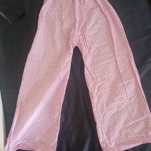 Baby Pink Cotton Trouser For Girls