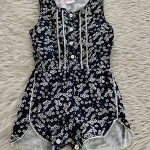 Navy Blue Printed Dress (Girls)