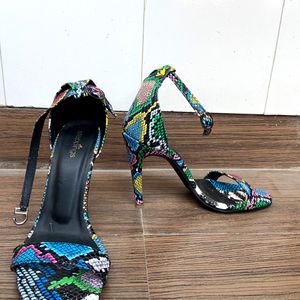 Multicoloured Snake Print 4 Inch Heels, Size 36