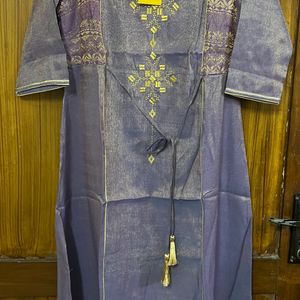 Purple Kurta With Golden Thread Work