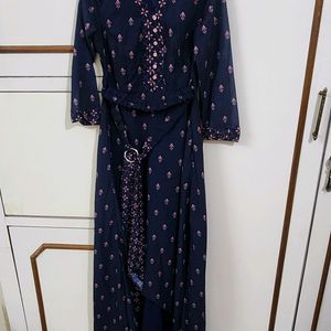 Fusion Delight Navy Middi Ethnic Dress