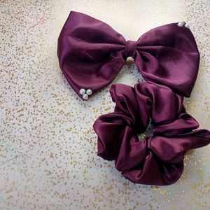 Purple Bow And scrunchy comb💜🥰