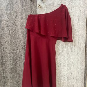 Maroon One Shoulder Dress