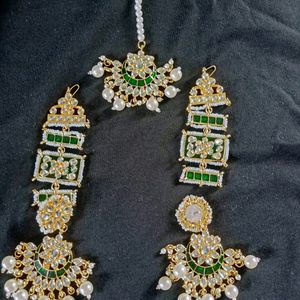 Beautiful Mangtika Earrings Set With Free Ring Bracelet