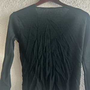 Black Full Sleeves Strechable Top 1 Button