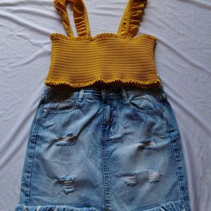 Blue Denim Mini Skirt