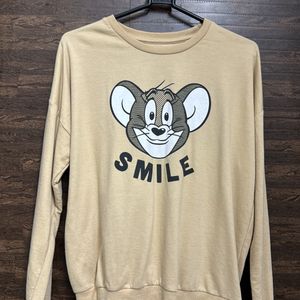 Women Beige And White Jerry Printed Sweatshirt