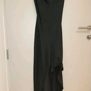 Black Off Shoulder Maxi Ruffle Dress