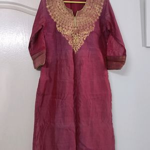 Pale Pink Dual Shade Kurta w Gold