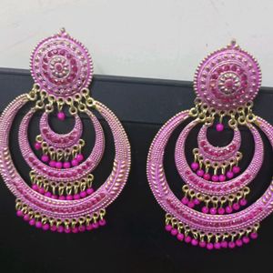 3 Layer Pink Circle Earring