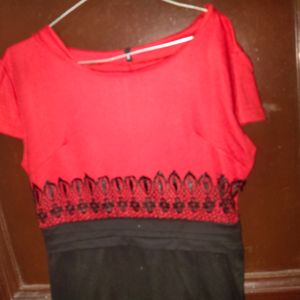 Women Party Wear Red Black Kitty Dress