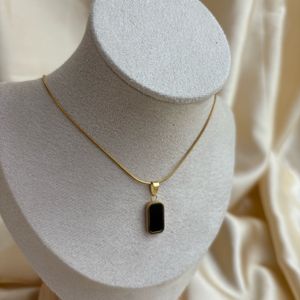 Reversible Black Pendant Chain Anti Tarnish