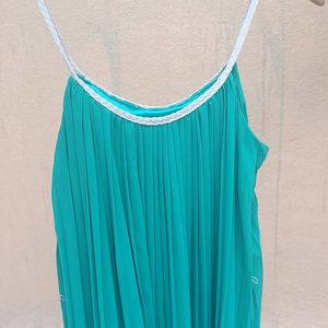 Strappy Grecian Blue-Green Pleated Gown