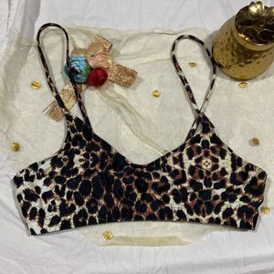 Animal Printed Bikini Top Size M