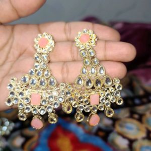 Kundan Earrings Pink