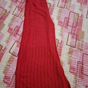 Red Plazo With Chikankari