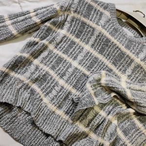 Women Oversized Grey Stripped Sweater