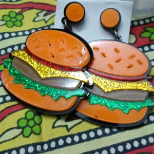 Quirky Colorful Burger Earrings