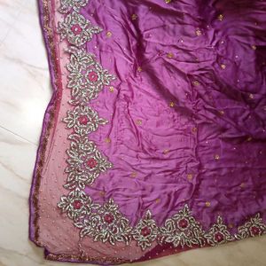 Regal Purple Saree with Shimmering Embellishments