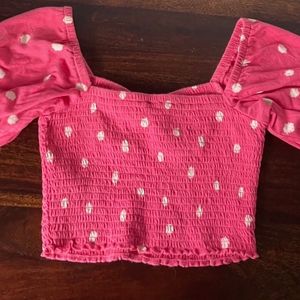 Pink Polka Dots Crop Top