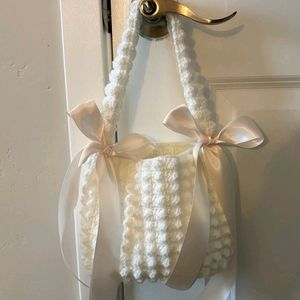 Crochet White Popcorn Bag