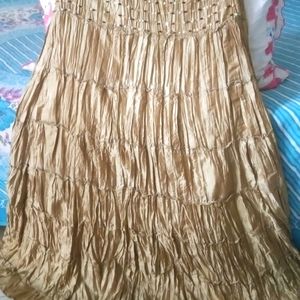 Long ethnic Olive golden semi fancy skirt