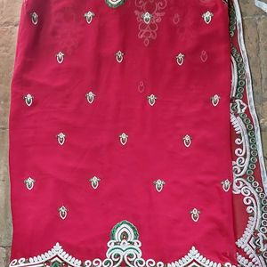 Heavy Embroidered Maroon Saree